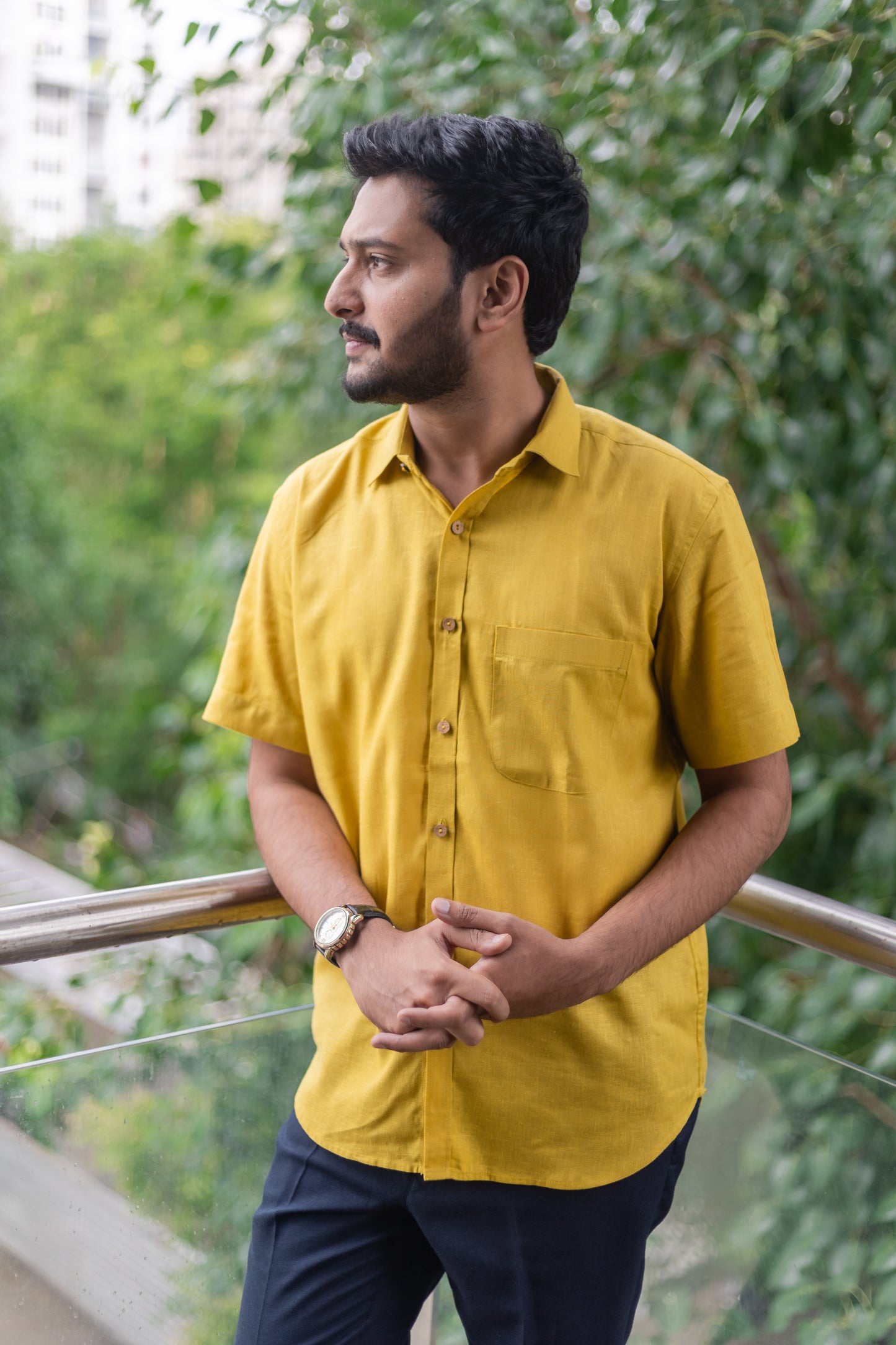 Mustard Yellow Half Sleeves Shirt
