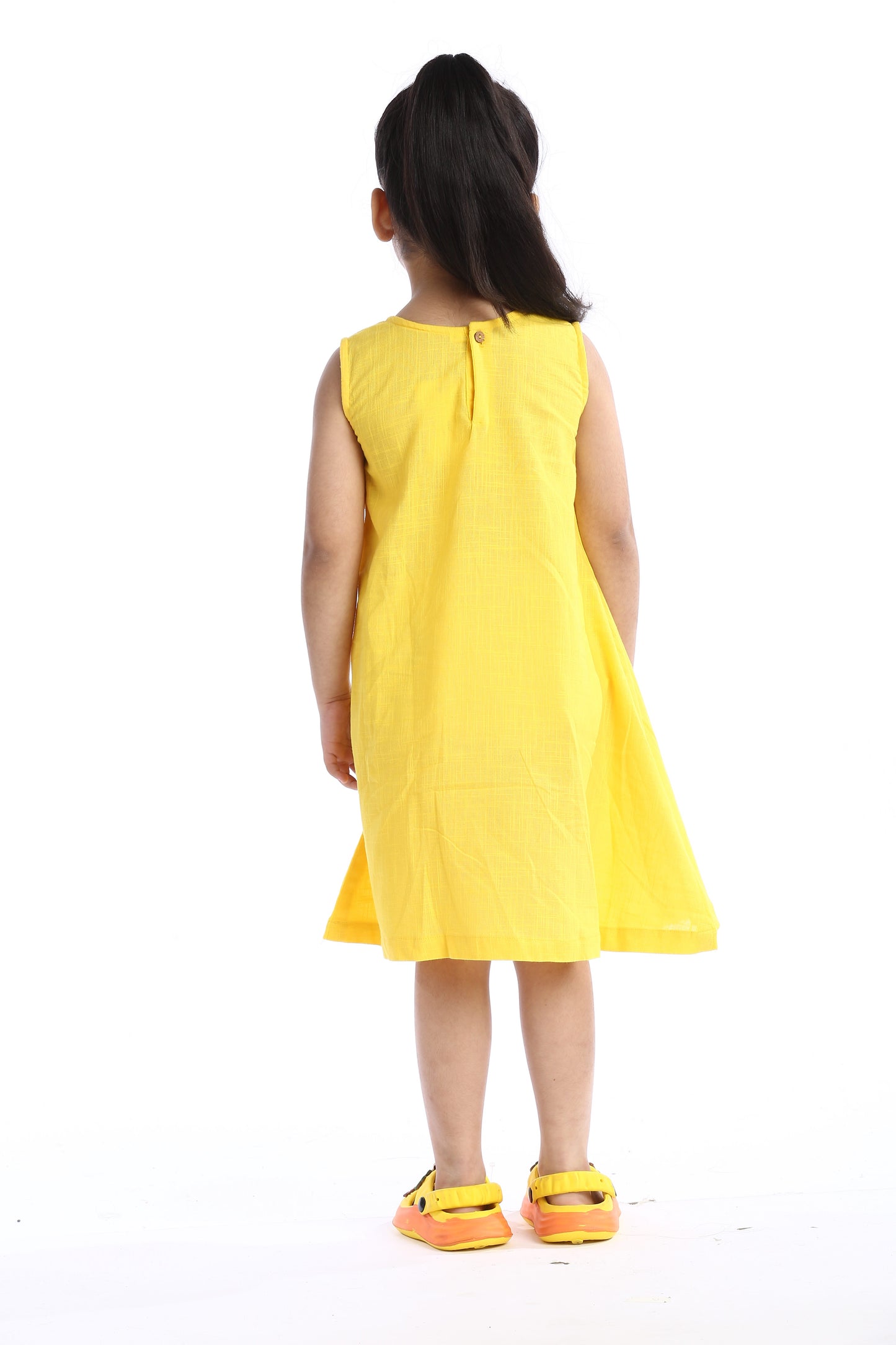 Yellow Lace Trimmed Girl's Frock | Playful & Elegant