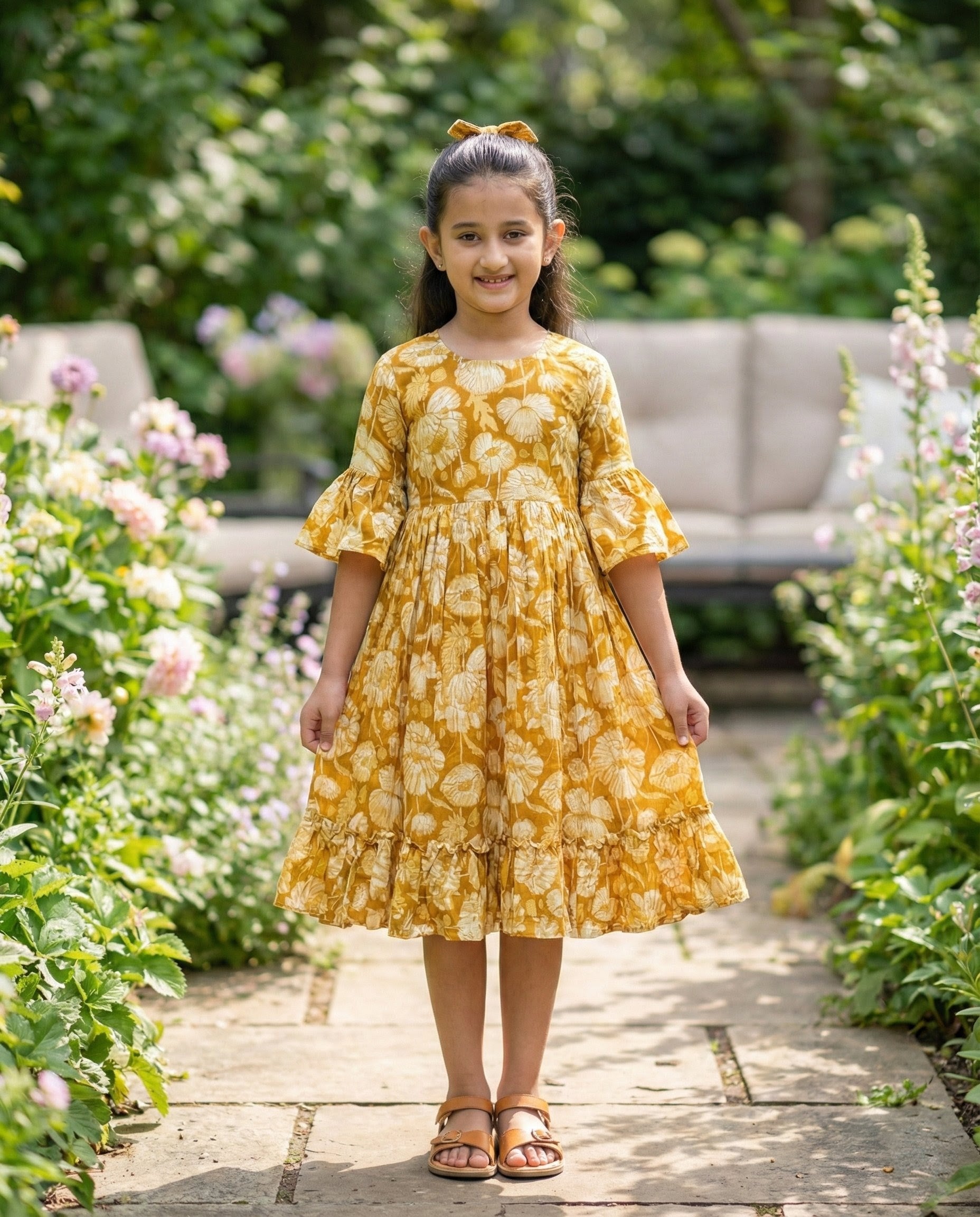 The Ek’dor 'Ochre Bloom' Heritage Cotton Frock