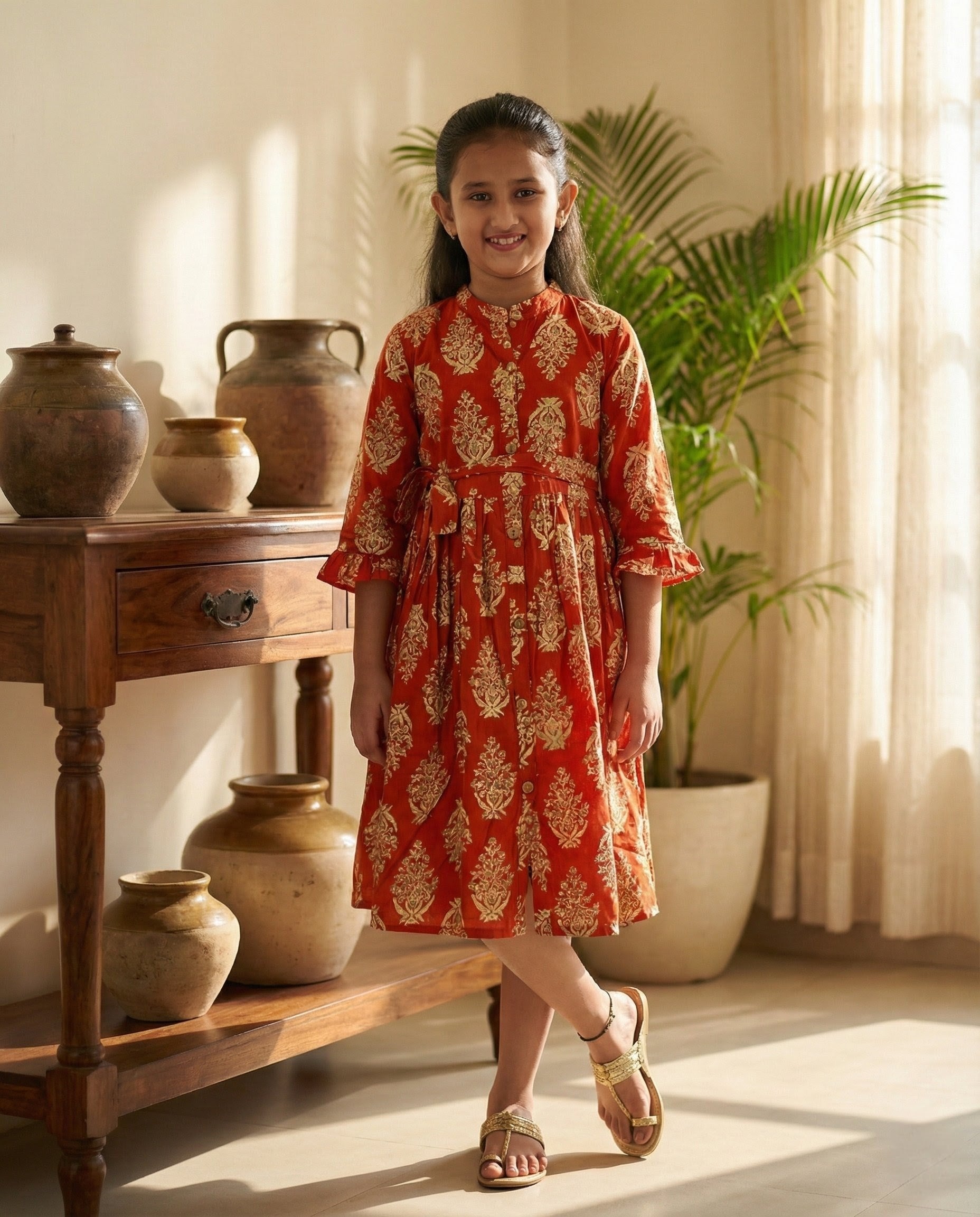 The Ek’dor 'Gilded Bloom' Heritage Cotton Frock
