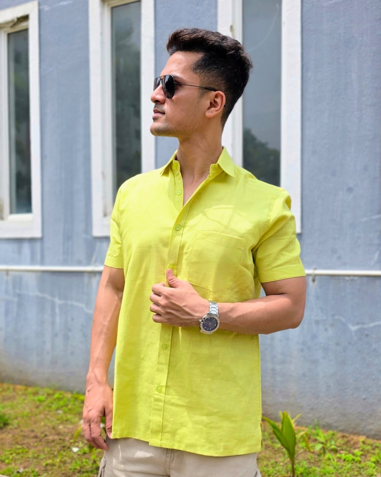 The Signature Shirt in Chartreuse Green