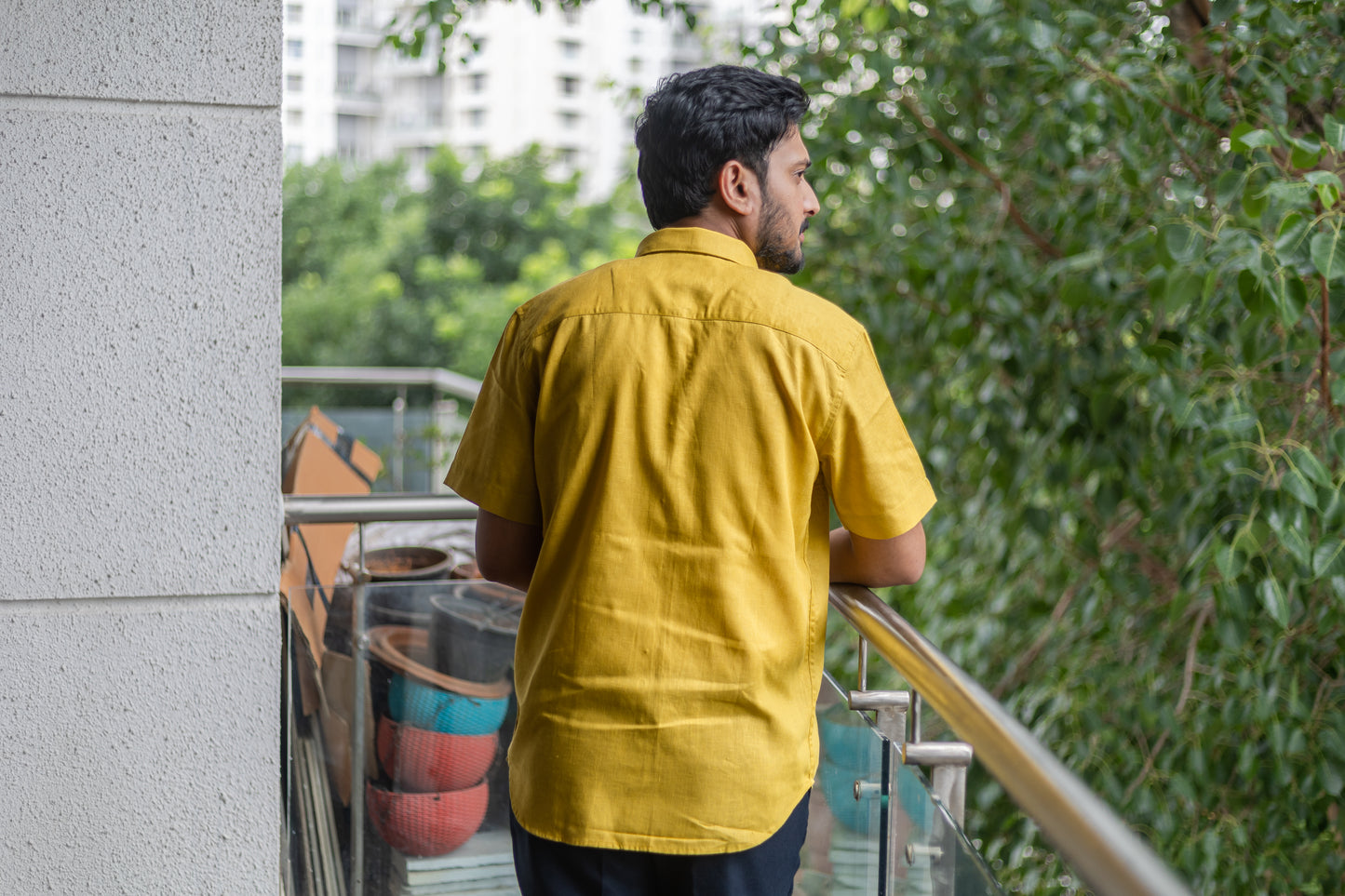 Mustard Yellow Half Sleeves Shirt