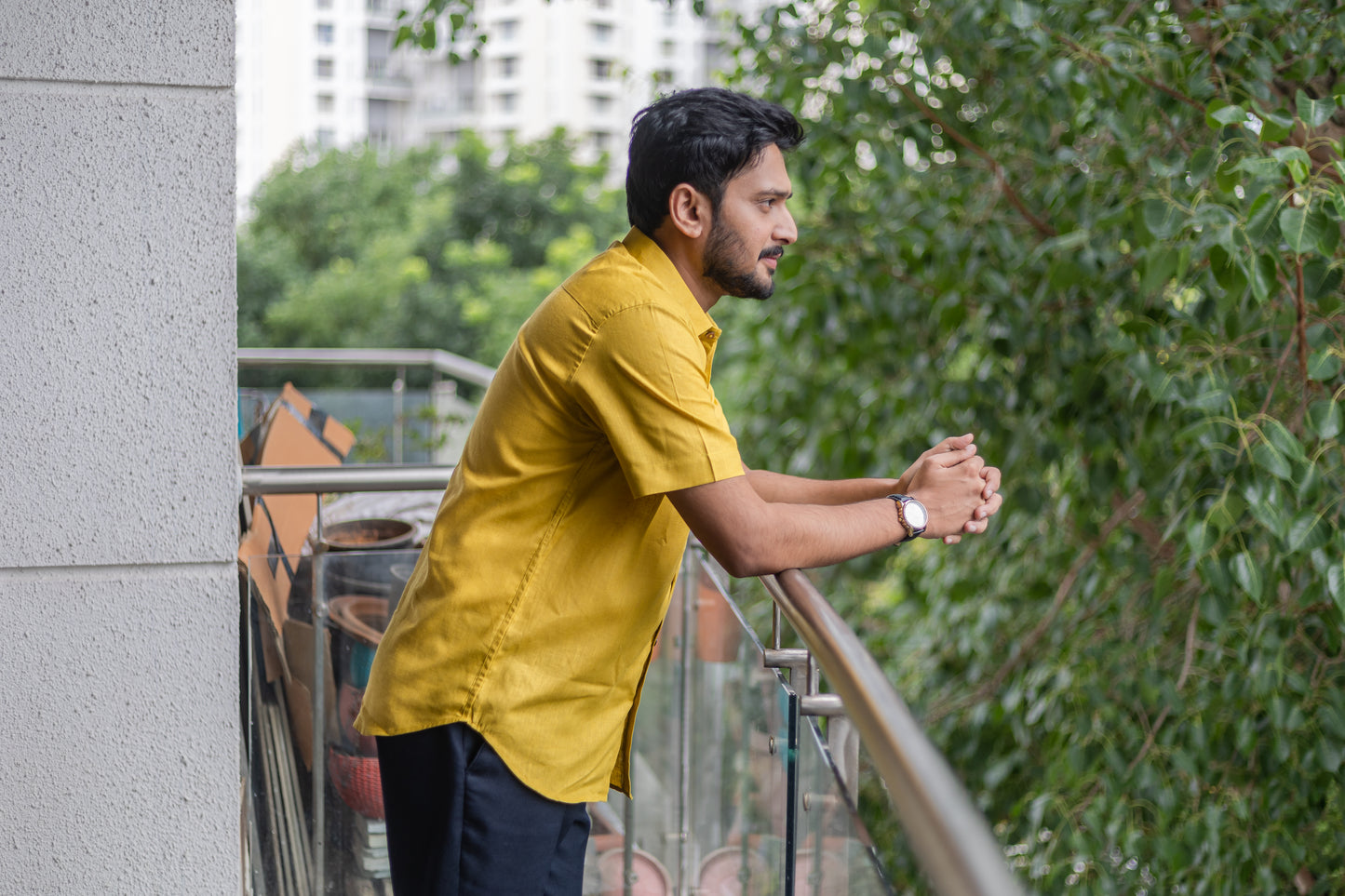 Mustard Yellow Half Sleeves Shirt