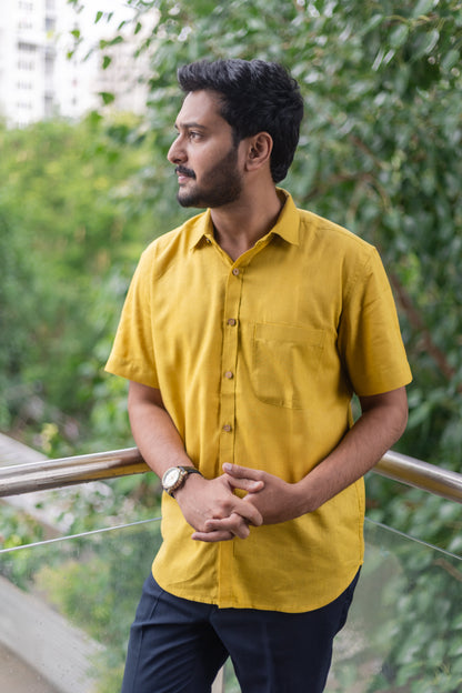 Mustard Yellow Half Sleeves Shirt