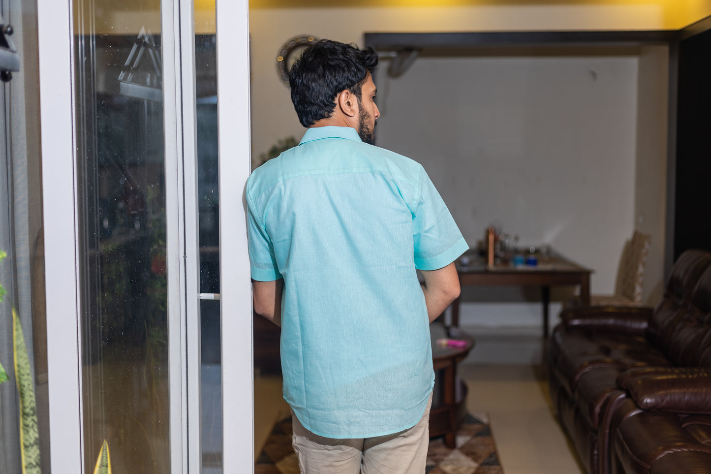 Half Sleeves Sea Green Lyocell Shirt – Lightweight, Sustainable Comfort
