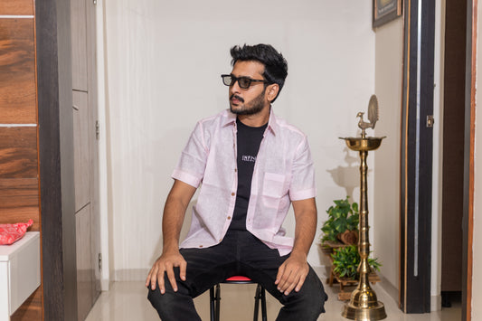 Light Pink Half Sleeves Lyocell Shirt – Soft, Sustainable Elegance