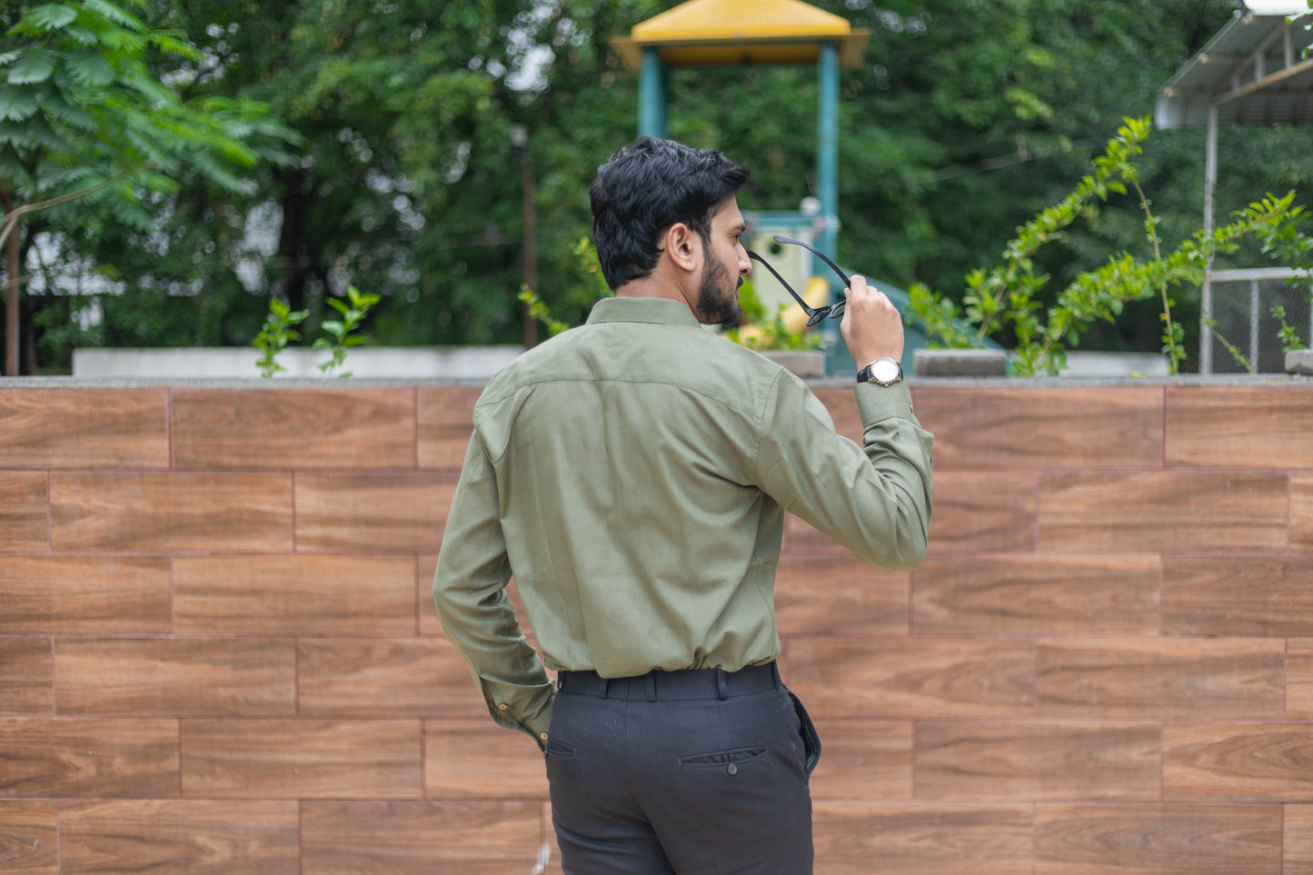 Military Green Full Sleeves Lyocell Shirt