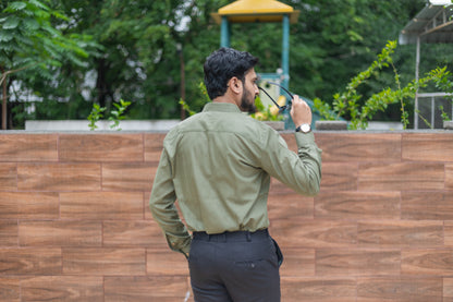 Military Green Full Sleeves Lyocell Shirt