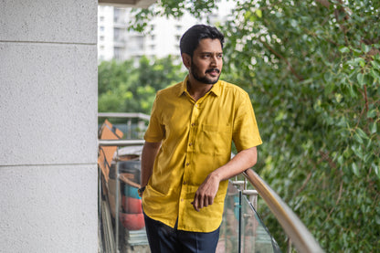 Mustard Yellow Half Sleeves Shirt