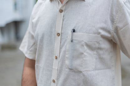 Off-White Lyocell Half Sleeves Shirt