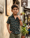 Midnight Paisley Shirt (Green Shirt Leaf Butta)