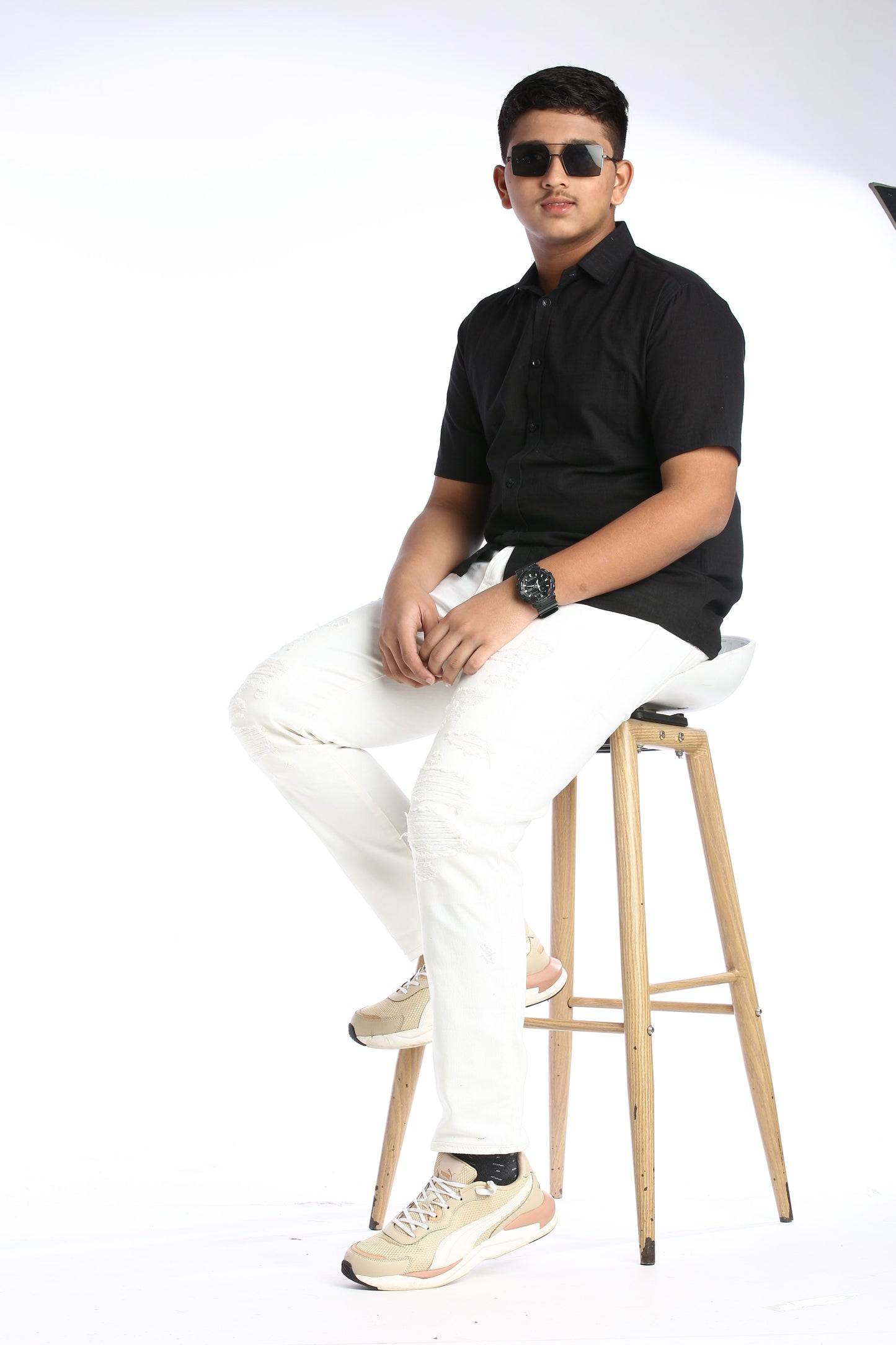 Black Cotton Slub Half Sleeves Shirt - Effortless Style and Comfort