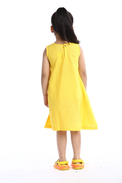 Yellow Lace Trimmed Girl's Frock | Playful & Elegant
