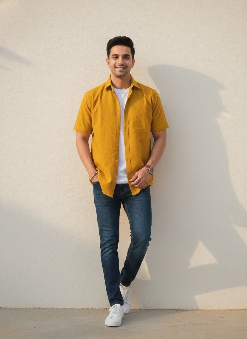 The Signature Shirt in Mustard Yellow