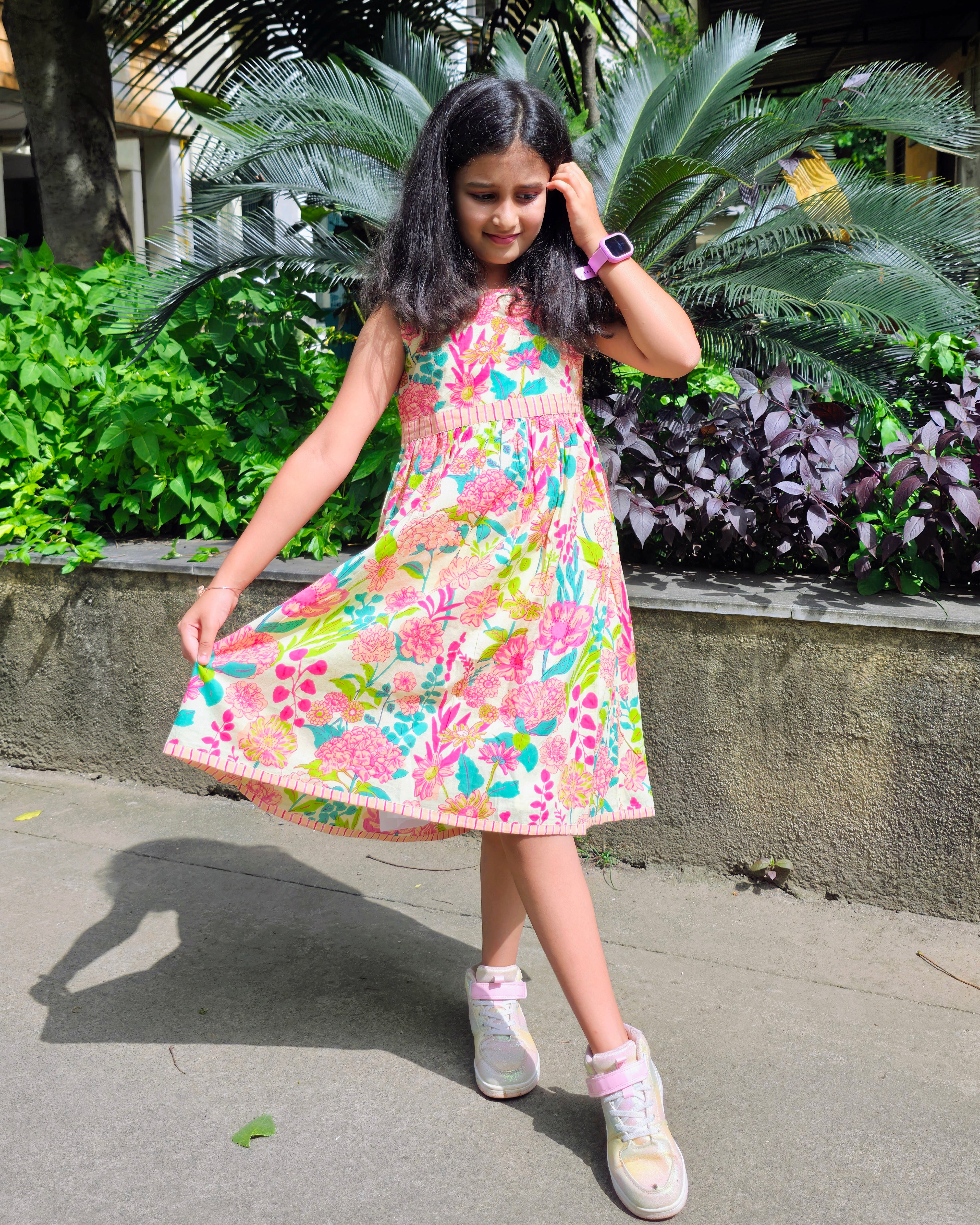 The ek'dor Pink Petal Tie-Back Dress