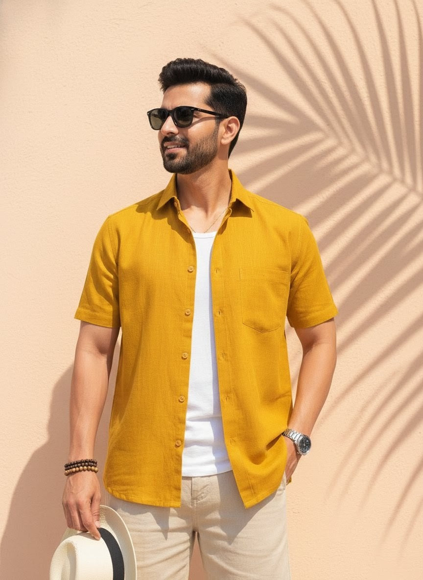 The Signature Shirt in Mustard Yellow