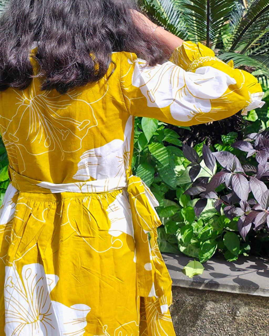 The ek'dor Mustard Marigold Bell-Sleeve Frock