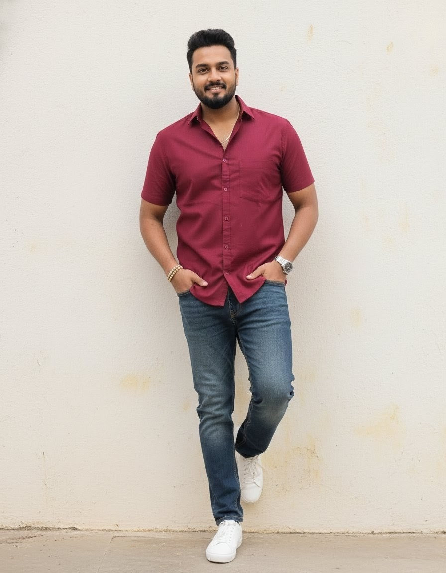 The Signature Shirt in Premium Maroon